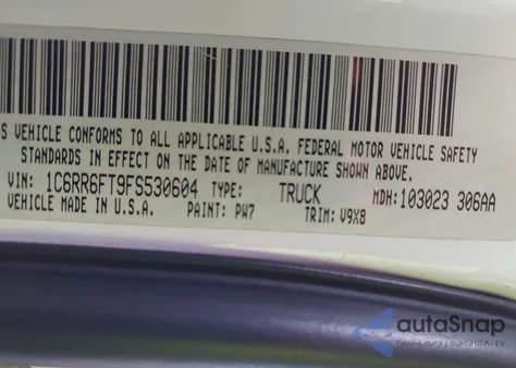 2015 Ram 1500 Tradesman from USA, damaged, VIN 1C6RR6FT9FS530604
